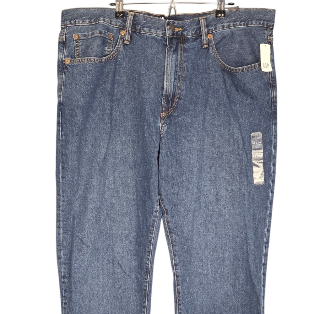 Gap Straight Leg Jeans Mens 38x34 Medium Wash Denim 100% Cotton Zip Casual NEW